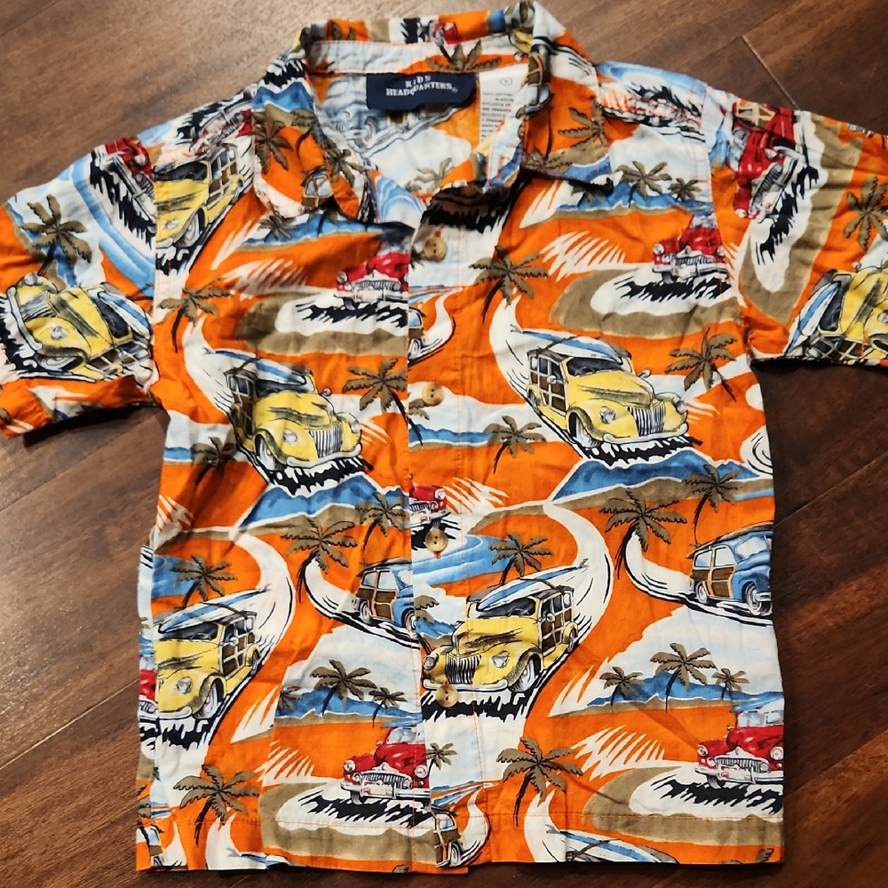 Kids Headquarters,5T Orange and Blue Car Print Shirt